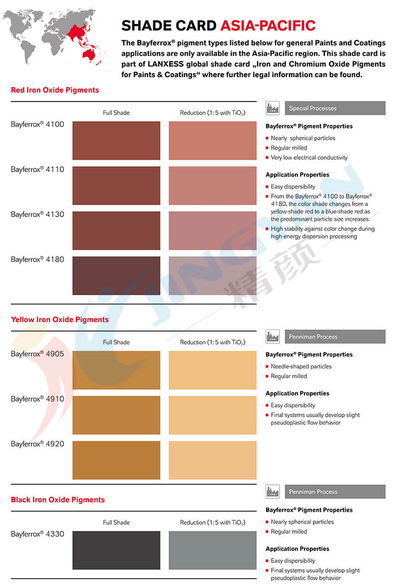拜耳樂4100氧化鐵紅顏料色卡