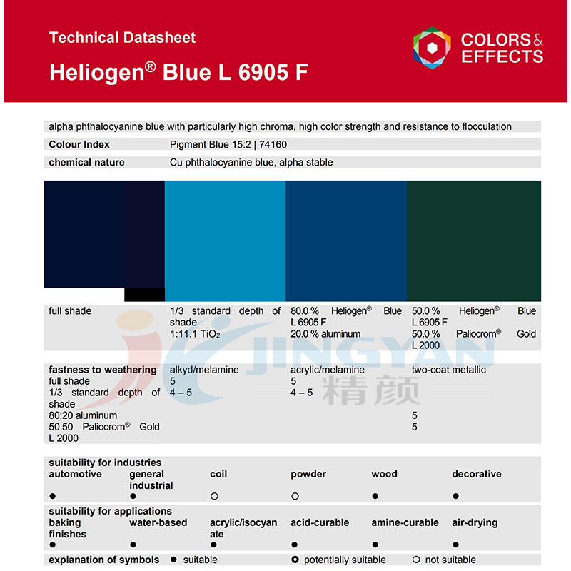 巴斯夫BASF Heliogen Blue L6905F通用鈦菁藍(lán)有機(jī)顏料(顏料藍(lán)15:2)