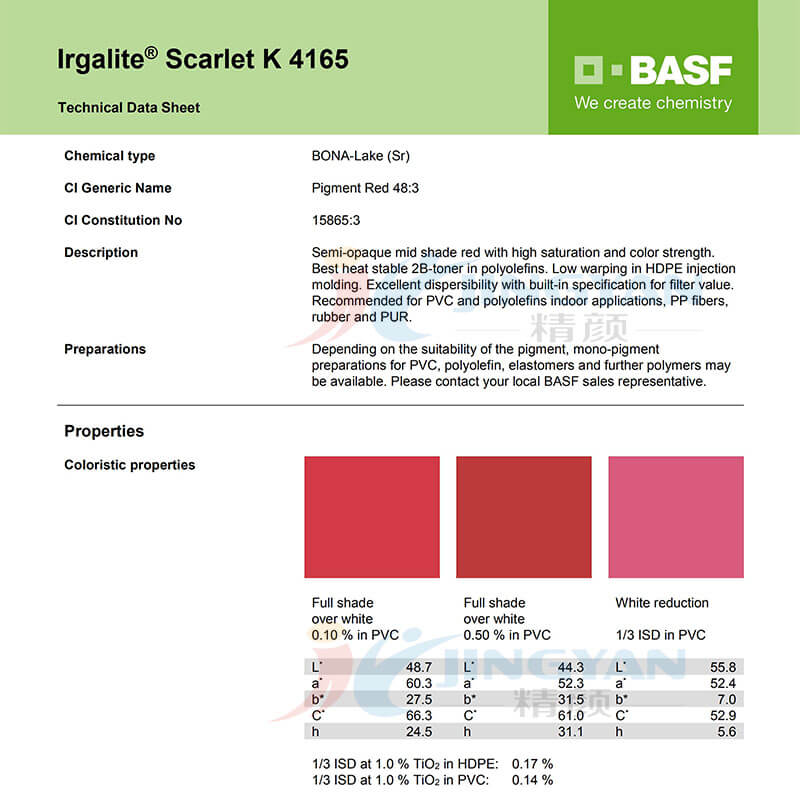 巴斯夫顏料K4165 TDS報(bào)告