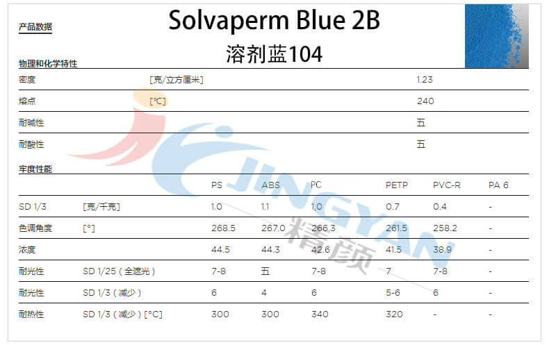 科萊恩藍色染料2B物理化學參數(shù)表